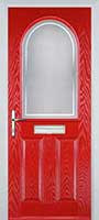 2 Panel 1 Arch Enfield Composite Front Door in Poppy Red