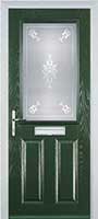 2 Panel 1 Square Staxton Composite Front Door in Green