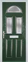 2 Panel 2 Square 1 Arch Enfield Composite Front Door in Green