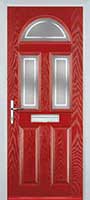2 Panel 2 Square 1 Arch Enfield Composite Front Door in Red