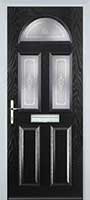 2 Panel 2 Square 1 Arch Staxton Composite Front Door in Black