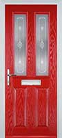 2 Panel 2 Square Staxton Composite Front Door in Poppy Red
