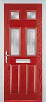 2 Panel 4 Square Staxton Composite Front Door in Red