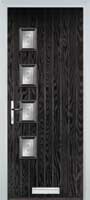 4 Square (off set) Staxton Composite Front Door in Black Brown
