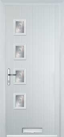 4 Square (off set) Staxton Composite Front Door in White