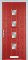 4 Square (centre) Staxton Composite Front Door in Red