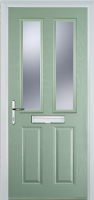 2 Panel 2 Square Glazed FD30s Composite Fire Door in Chartwell Green