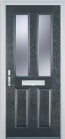 2 Panel 2 Square Glazed FD30s Composite Fire Door in Anthracite Grey