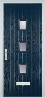 3 Square Glazed FD30s Composite Fire Door in Dark Blue