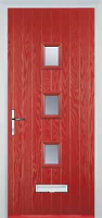 3 Square Glazed FD30s Composite Fire Door in Red