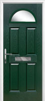 4 Panel 1 Arch Glazed FD30s Composite Fire Door in Green