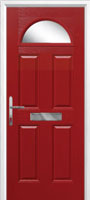 4 Panel 1 Arch Glazed FD30s Composite Fire Door in Red
