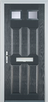 4 Panel 2 Square Glazed FD30s Composite Fire Door in Anthracite Grey