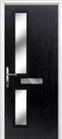 Twin Square Glazed FD30s Composite Fire Door in Black