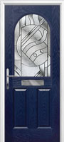 2 Panel 1 Arch Abstract Timber Solid Core Door in Dark Blue