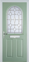 2 Panel 1 Arch Brass Art Clarity Timber Solid Core Door in Chartwell Green