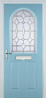 2 Panel 1 Arch Brass Art Clarity Timber Solid Core Door in Duck Egg Blue
