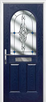 2 Panel 1 Arch Crystal Bohemia Timber Solid Core Door in Dark Blue