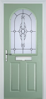 2 Panel 1 Arch Crystal Bohemia Timber Solid Core Door in Chartwell Green