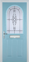 2 Panel 1 Arch Crystal Bohemia Timber Solid Core Door in Duck Egg Blue