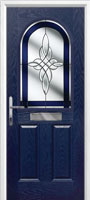 2 Panel 1 Arch Crystal Harmony Timber Solid Core Door in Dark Blue