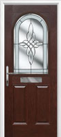 2 Panel 1 Arch Crystal Harmony Timber Solid Core Door in Darkwood