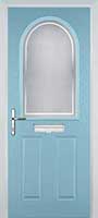 2 Panel 1 Arch Enfield Timber Solid Core Door in Duck Egg Blue