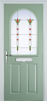 2 Panel 1 Arch Fleur Timber Solid Core Door in Chartwell Green