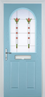 2 Panel 1 Arch Fleur Timber Solid Core Door in Duck Egg Blue
