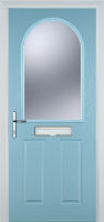2 Panel 1 Arch Glazed Timber Solid Core Door in Duck Egg Blue