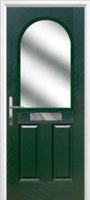 2 Panel 1 Arch Glazed Timber Solid Core Door in Green