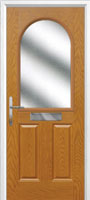 2 Panel 1 Arch Glazed Timber Solid Core Door in Oak