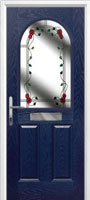 2 Panel 1 Arch Mackintosh Rose Timber Solid Core Door in Dark Blue