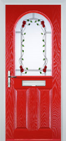 2 Panel 1 Arch Mackintosh Rose Timber Solid Core Door in Poppy Red