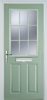 2 Panel 1 Grill Timber Solid Core Door in Chartwell Green