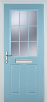 2 Panel 1 Grill Timber Solid Core Door in Duck Egg Blue