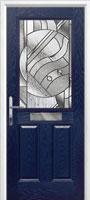 2 Panel 1 Square Abstract Timber Solid Core Door in Dark Blue