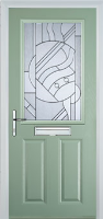 2 Panel 1 Square Abstract Timber Solid Core Door in Chartwell Green
