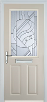 2 Panel 1 Square Abstract Timber Solid Core Door in Cream