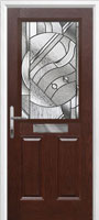 2 Panel 1 Square Abstract Timber Solid Core Door in Darkwood