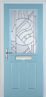 2 Panel 1 Square Abstract Timber Solid Core Door in Duck Egg Blue
