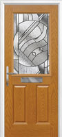 2 Panel 1 Square Abstract Timber Solid Core Door in Oak