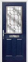 2 Panel 1 Square Brass Art Clarity Timber Solid Core Door in Dark Blue