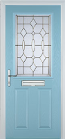 2 Panel 1 Square Brass Art Clarity Timber Solid Core Door in Duck Egg Blue