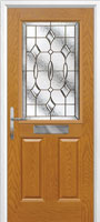 2 Panel 1 Square Brass Art Clarity Timber Solid Core Door in Oak