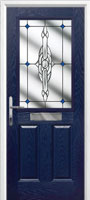 2 Panel 1 Square Crystal Bohemia Timber Solid Core Door in Dark Blue