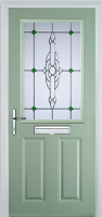 2 Panel 1 Square Crystal Bohemia Timber Solid Core Door in Chartwell Green