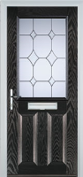 2 Panel 1 Square Crystal Diamond Timber Solid Core Door in Black Brown