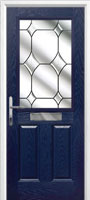 2 Panel 1 Square Crystal Diamond Timber Solid Core Door in Dark Blue