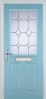 2 Panel 1 Square Crystal Diamond Timber Solid Core Door in Duck Egg Blue
